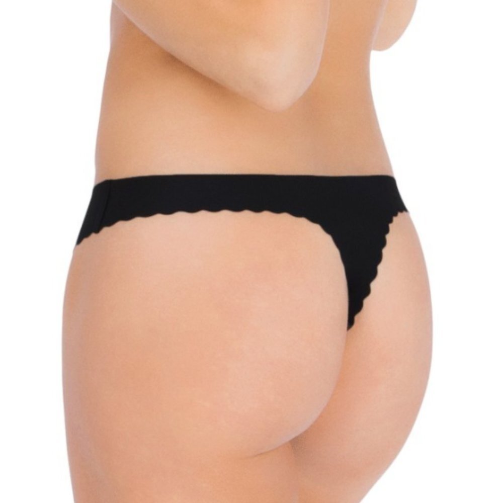 BELLY BANDIT Anti Thong - Leak Resistant Undies Scalloped Stretch Nylon Black